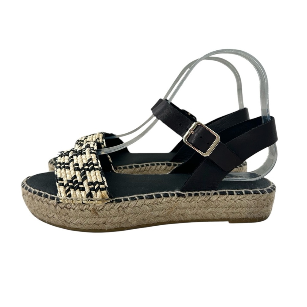 PASEART Black + Natural Espadrille Platform Heel Sandals 38